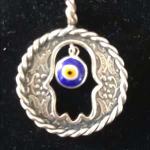 Evil Eye Hamsa Pendant.925